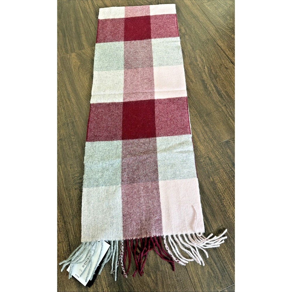 C By Bloomingdale's Women's 100% Cashmere Color block Scarf Pink Burgundy Gray